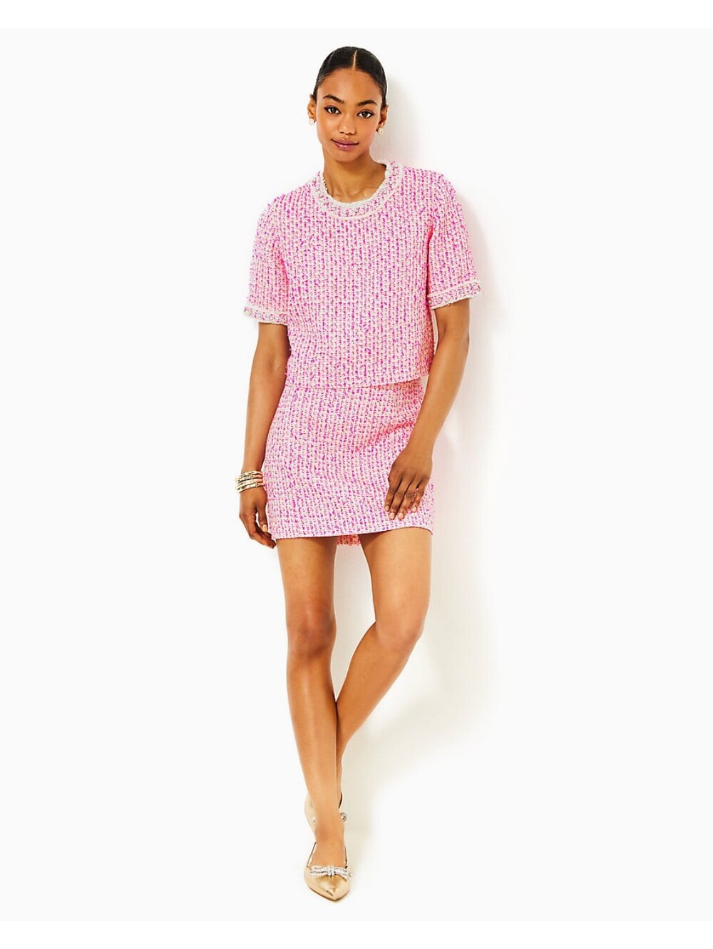 NWT Lilly Pulitzer Pink Boucle Mini Skirt, Size 12